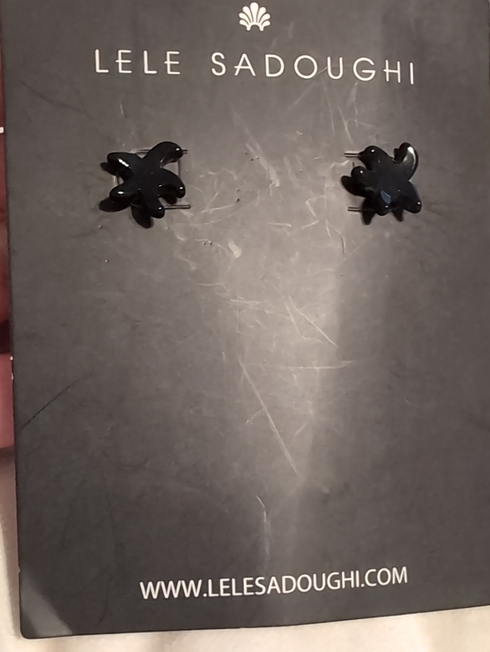 Lele Sadoughi Starfish Stud Earrings, black. NWT